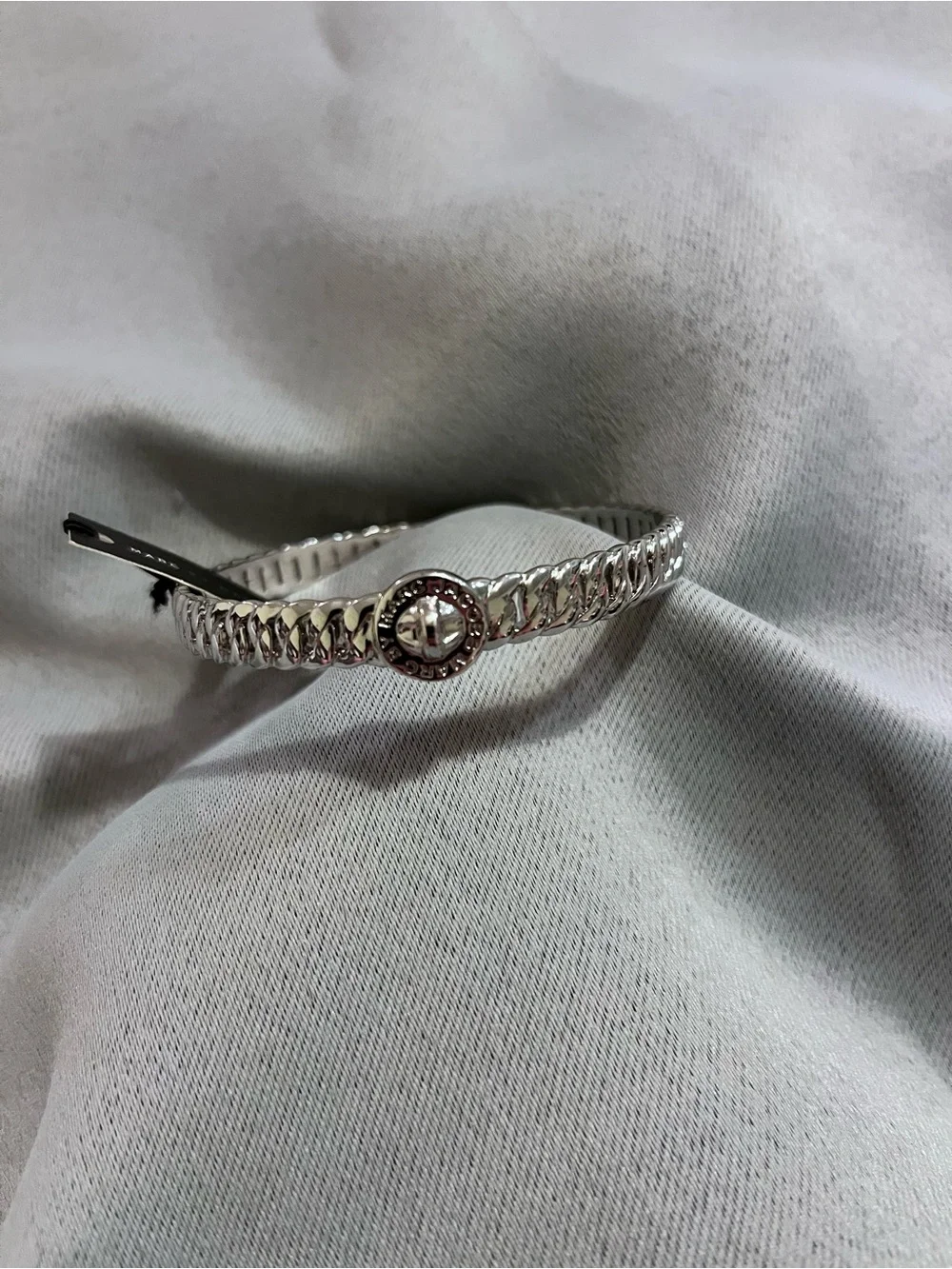 NWT Marc by Marc Jacobs Silver Logo Bangle Bracelet M/L